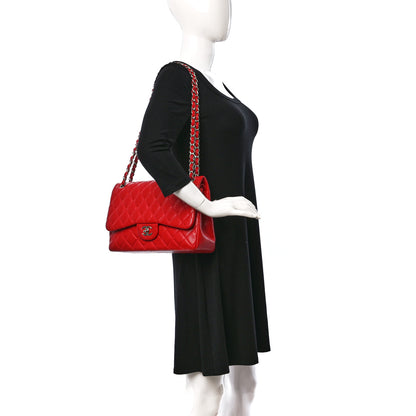 Chanel Caviar Quilted Jumbo Double Flap Red 2 of 9