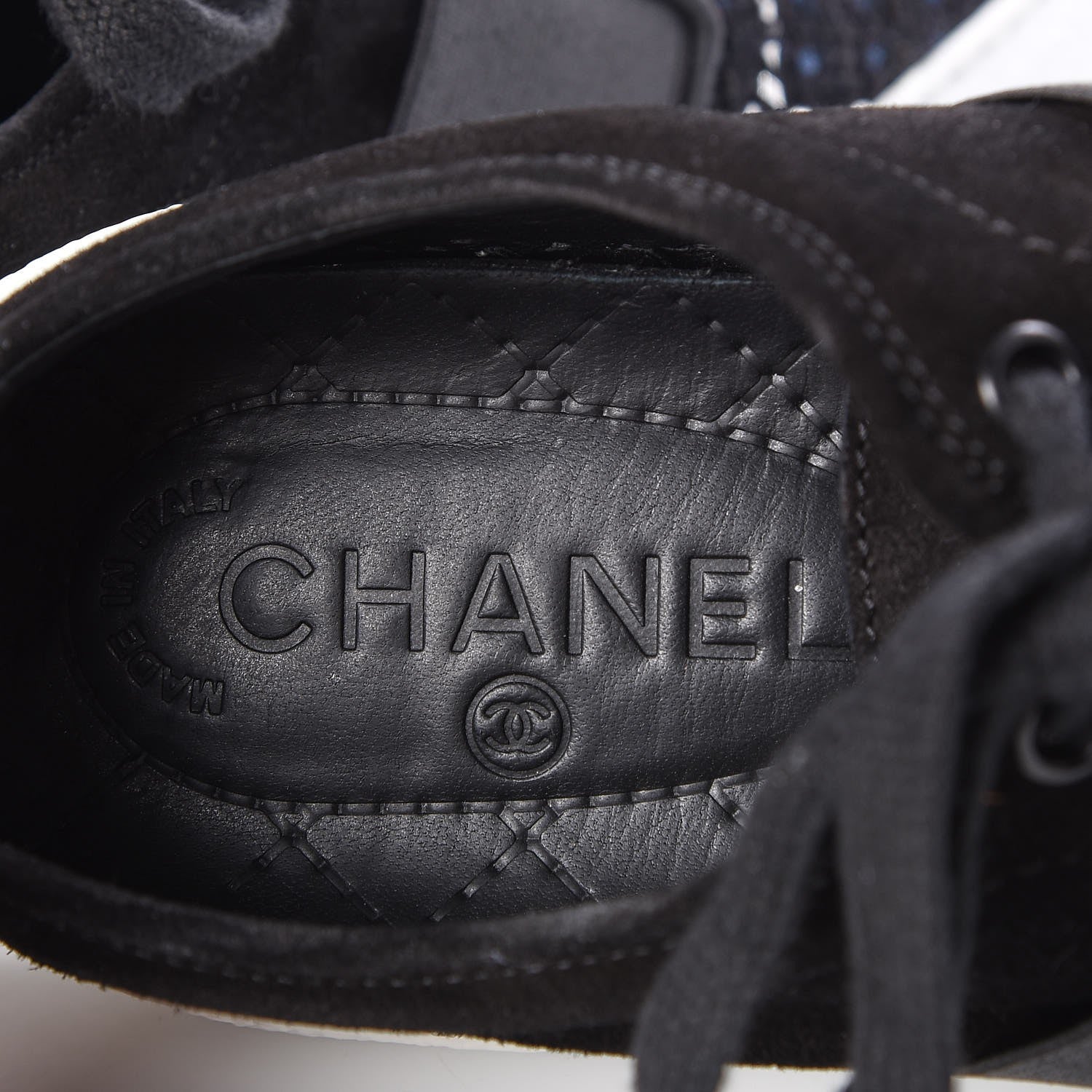Chanel Suede Tweed Sneakers 38 Black 8 of 15