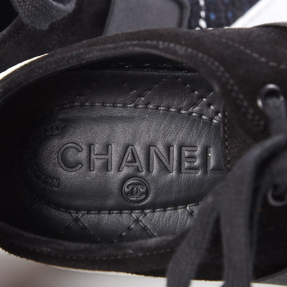 Chanel Suede Tweed Sneakers 38 Black 8 of 15