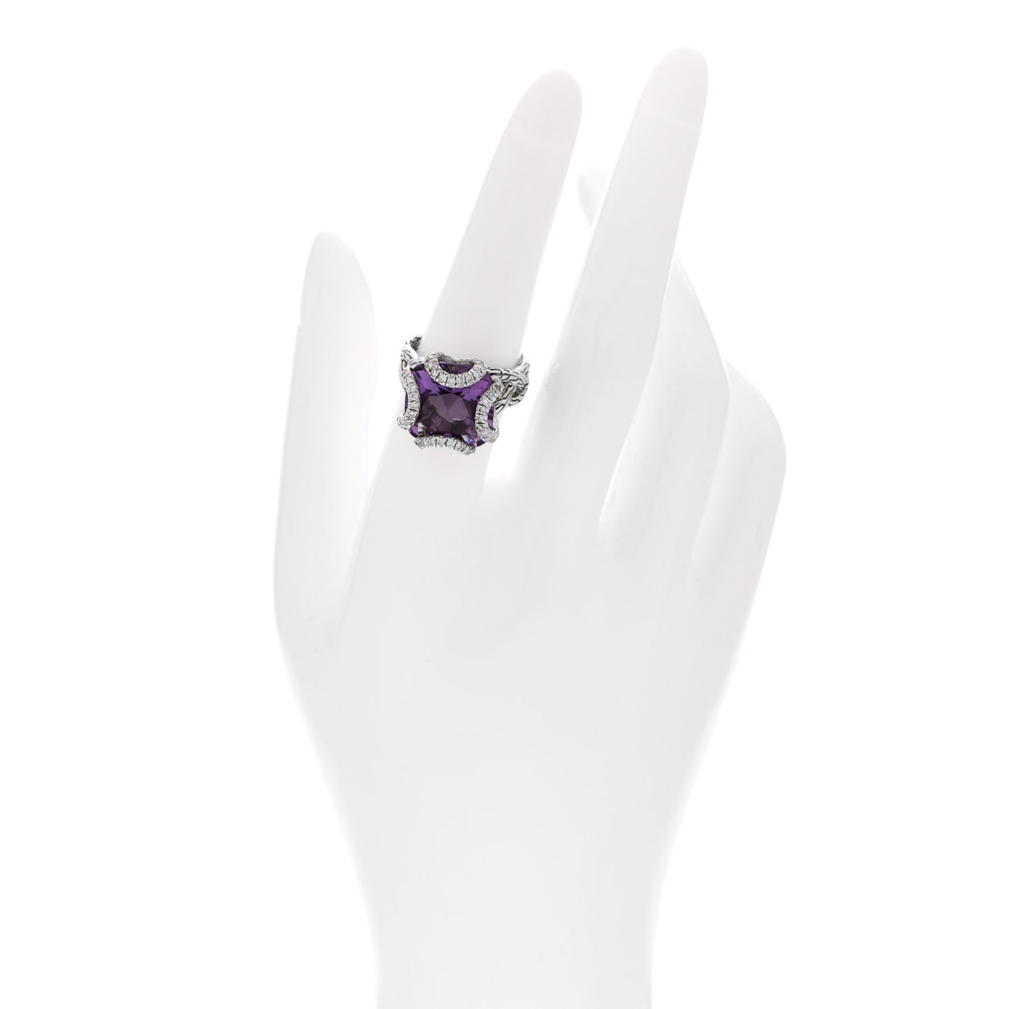 Sterling Silver Diamond Amethyst Braided Ring 55 7.25