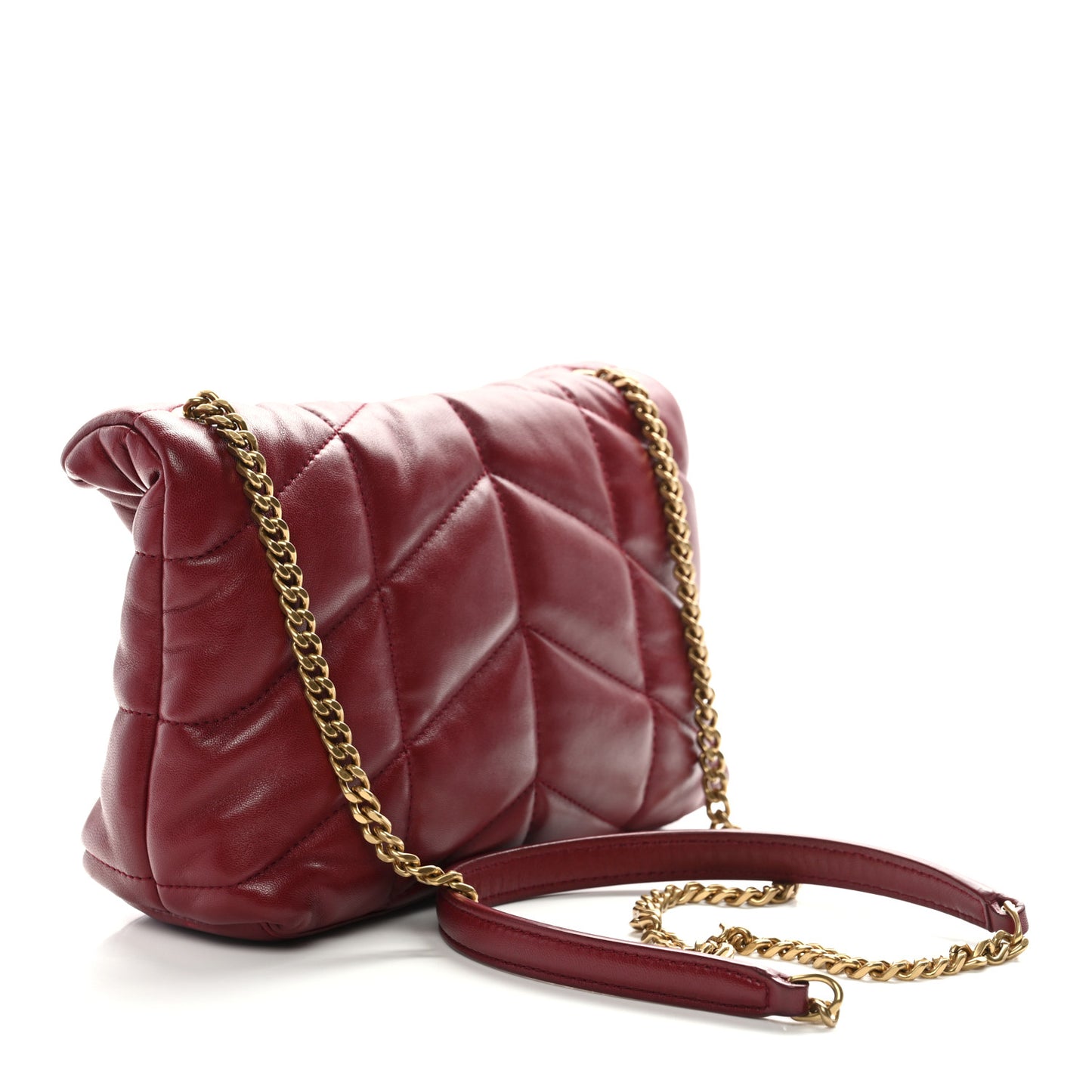 Lambskin Quilted Toy Loulou Puffer Monogram Chain Satchel Red