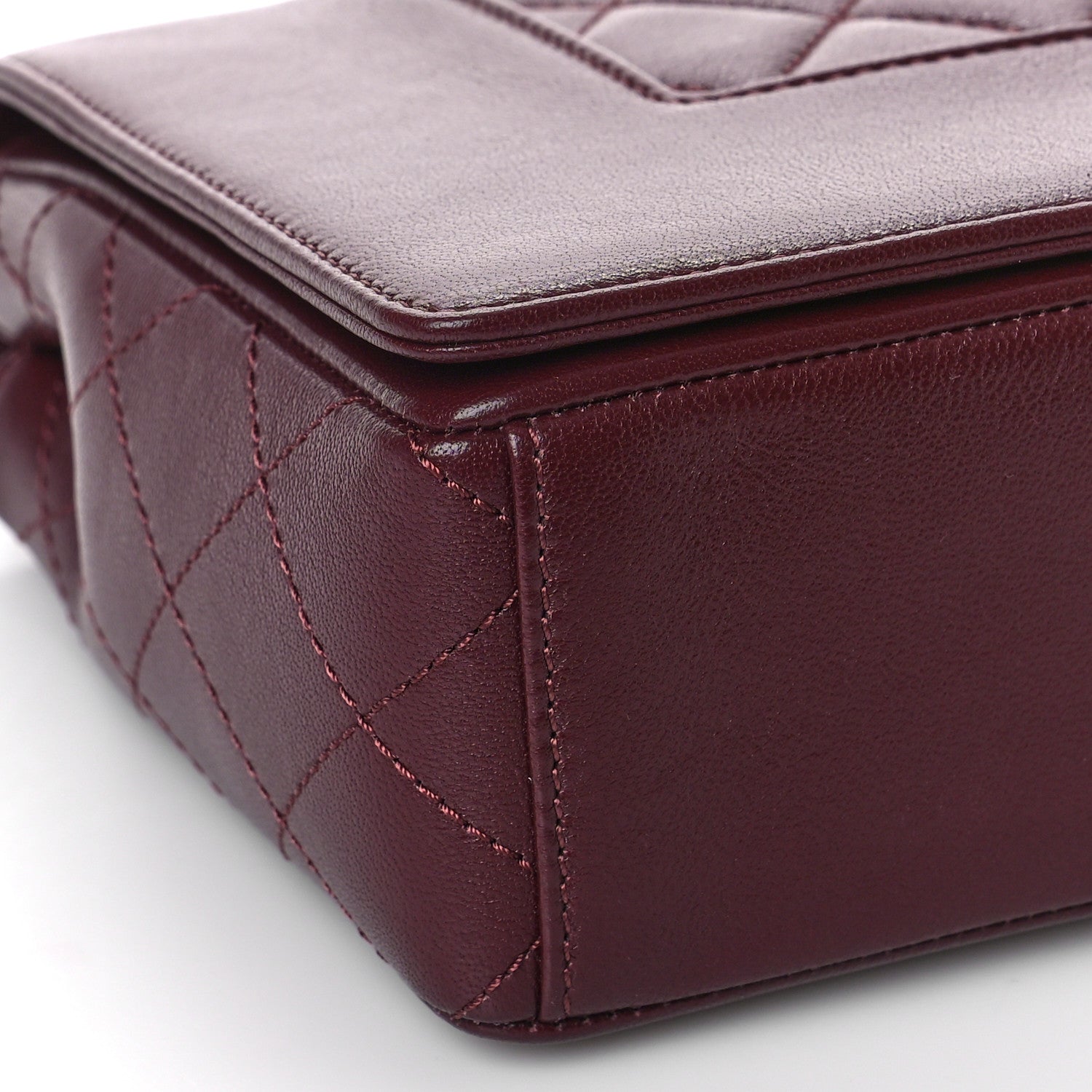 Chanel Sheepskin Quilted Vintage Mademoiselle Flap Dark Red 8 of 10
