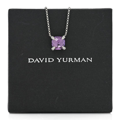 David Yurman Sterling Silver Diamond Amethyst 9mm Petite Chatelaine Pendant Necklace 6 of 6