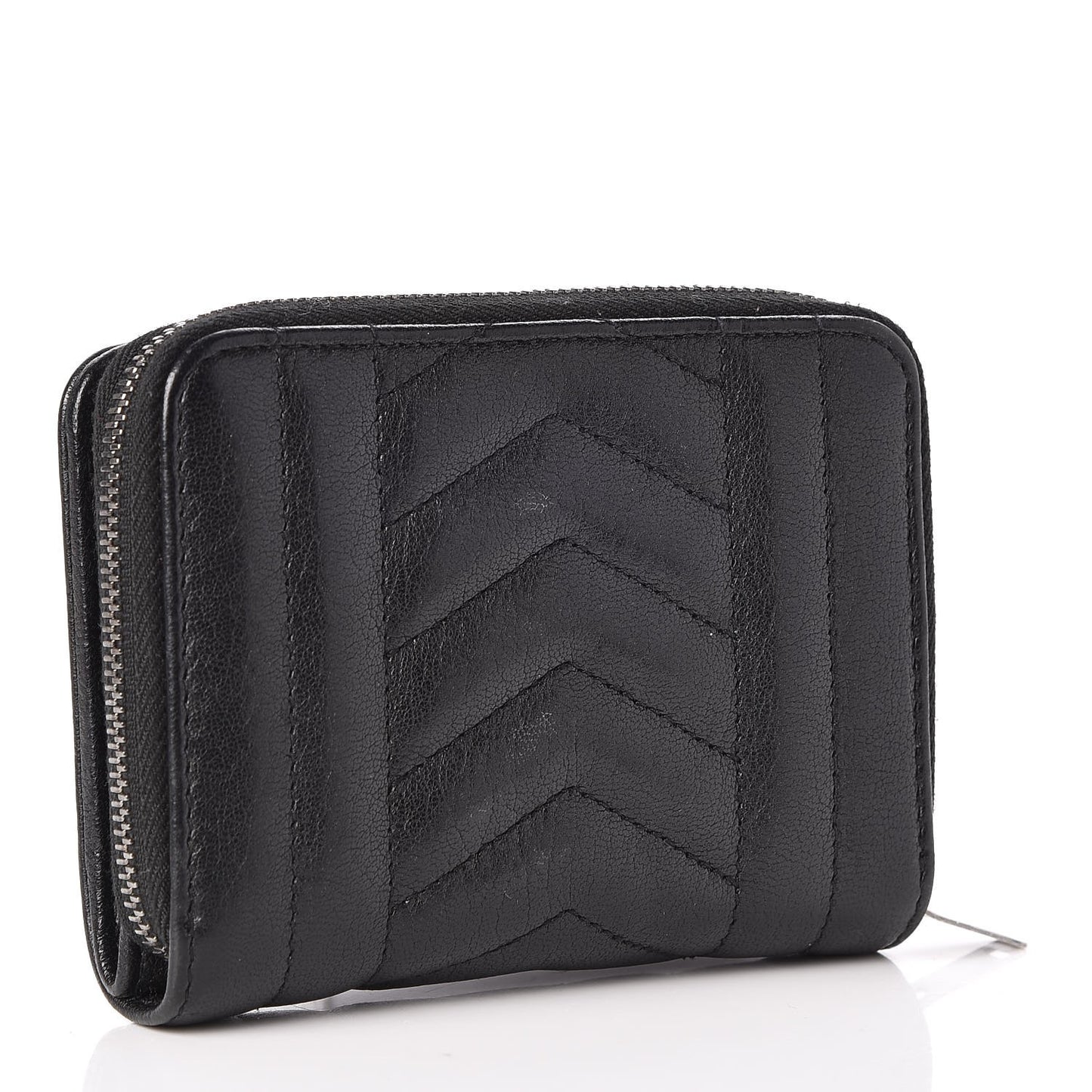 Lambskin Matelasse Chevron Monogram Compact Wallet Black