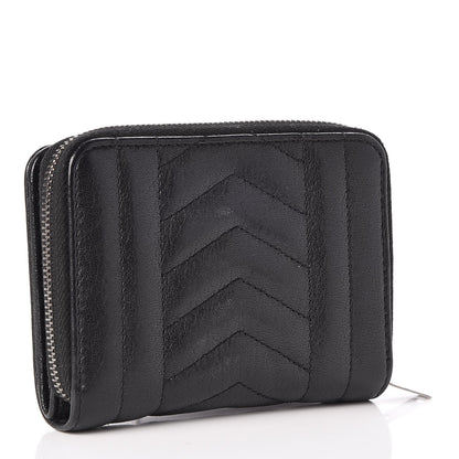 Saint Laurent Lambskin Matelasse Chevron Monogram Compact Wallet Black 3 of 7