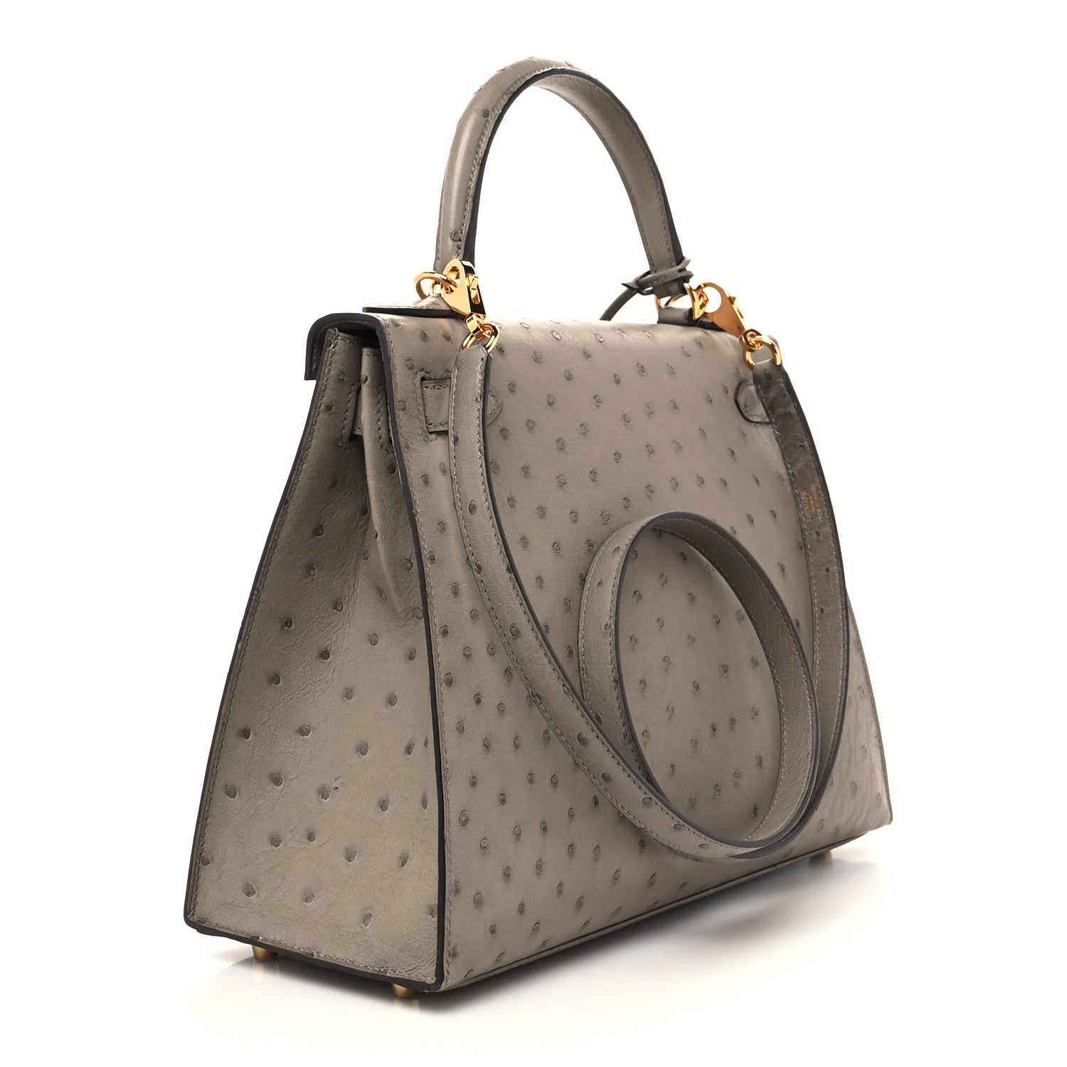 Hermes Ostrich Kelly Sellier 28 Gris Tourterelle 3 of 13