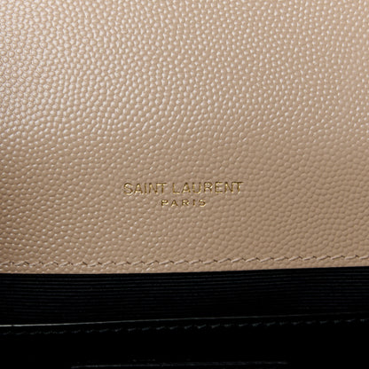 Saint Laurent Grain De Poudre Textured Mixed Matelasse Medium Triquilt Monogram Satchel Dark Beige 6 of 12