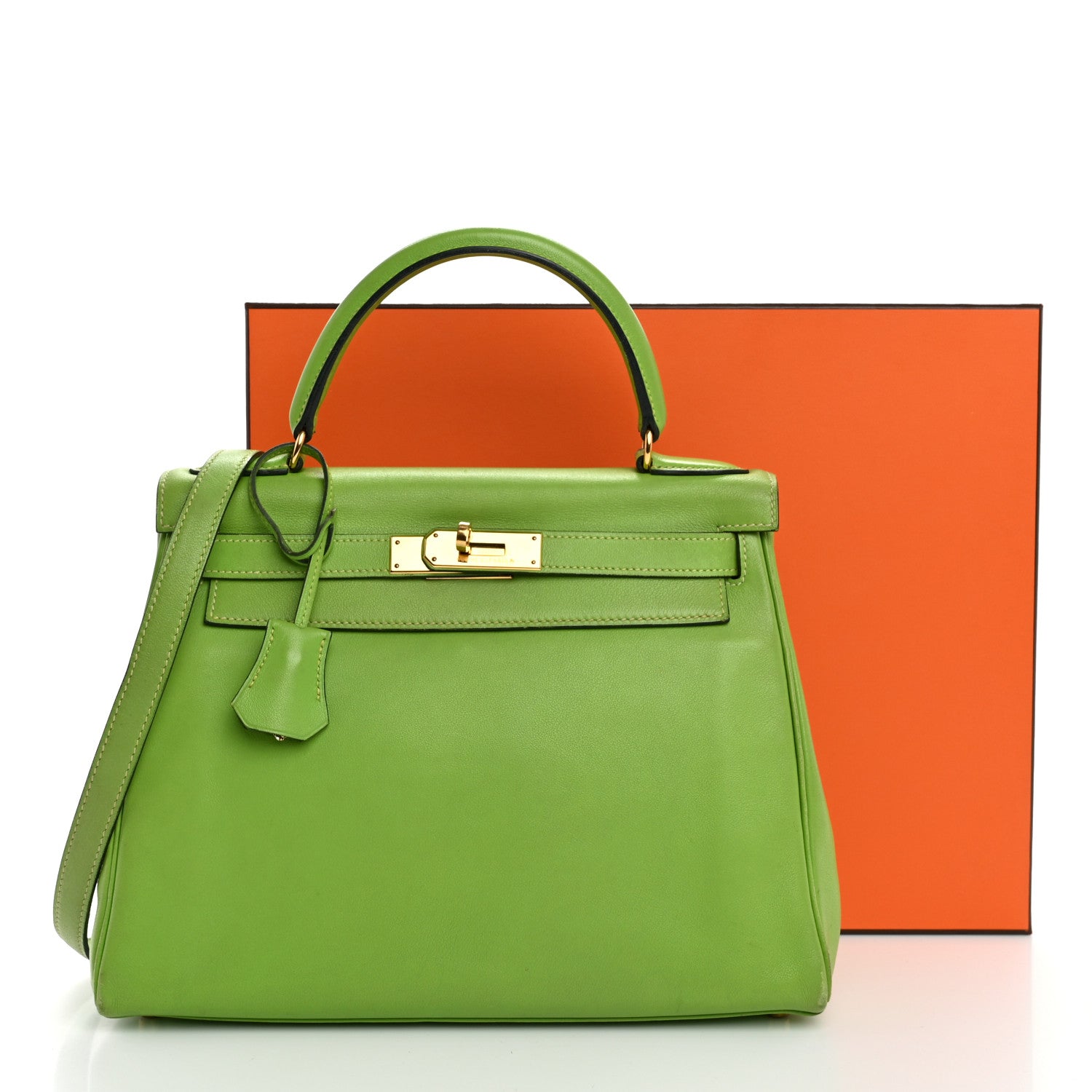 Hermes Veau Gulliver Kelly Retourne 28 Vert Cru 16 of 16