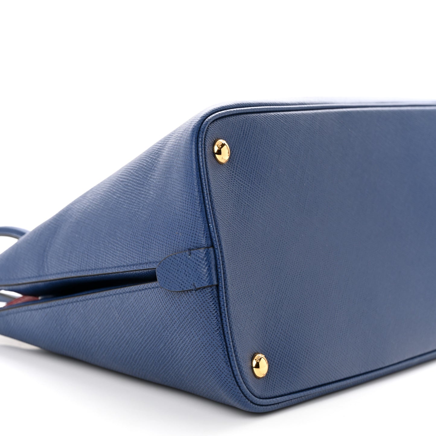 Saffiano Cuir Bi-Color Double Handle Tote Bluette Fuoco