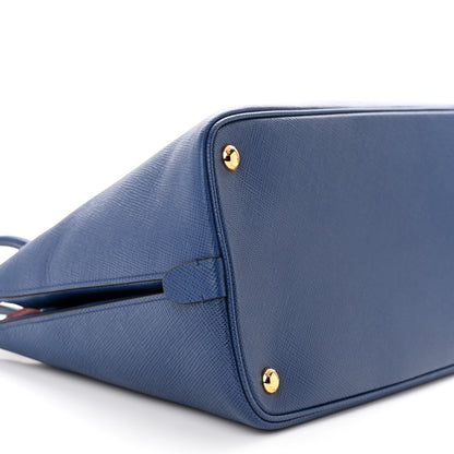 Prada Saffiano Cuir Bi-Color Double Handle Tote Bluette Fuoco 8 of 11