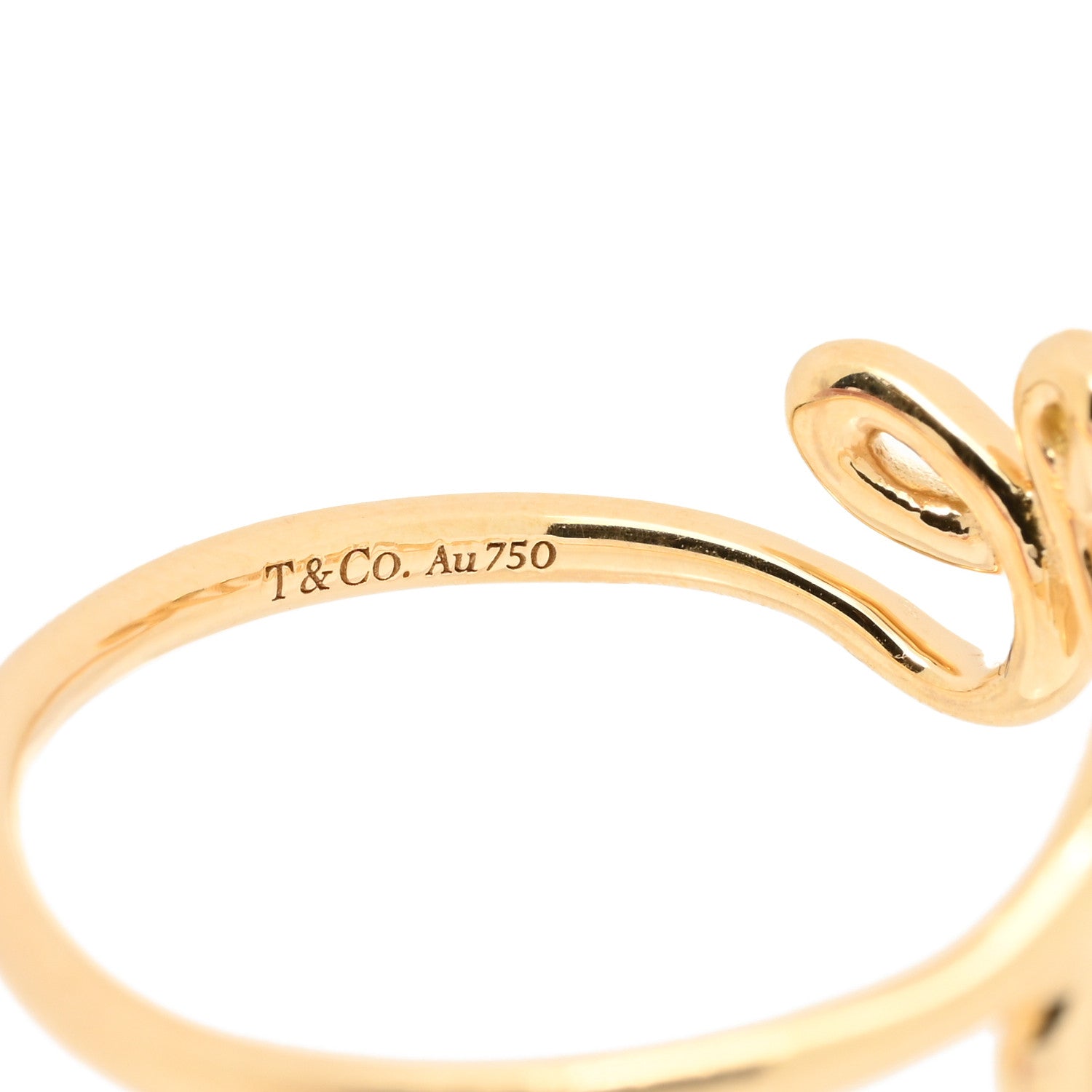Tiffany 18K Yellow Gold Paloma's Graffiti Love Ring 54 7 4 of 5