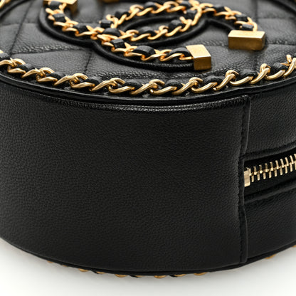 Chanel Lambskin Quilted Round Filigree Chain Around Crossbody Black 10 of 10