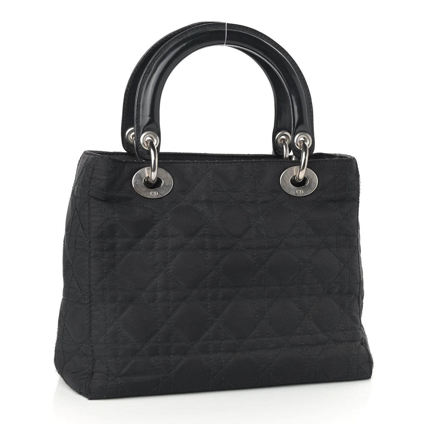 Nylon Cannage Medium Lady Dior Black