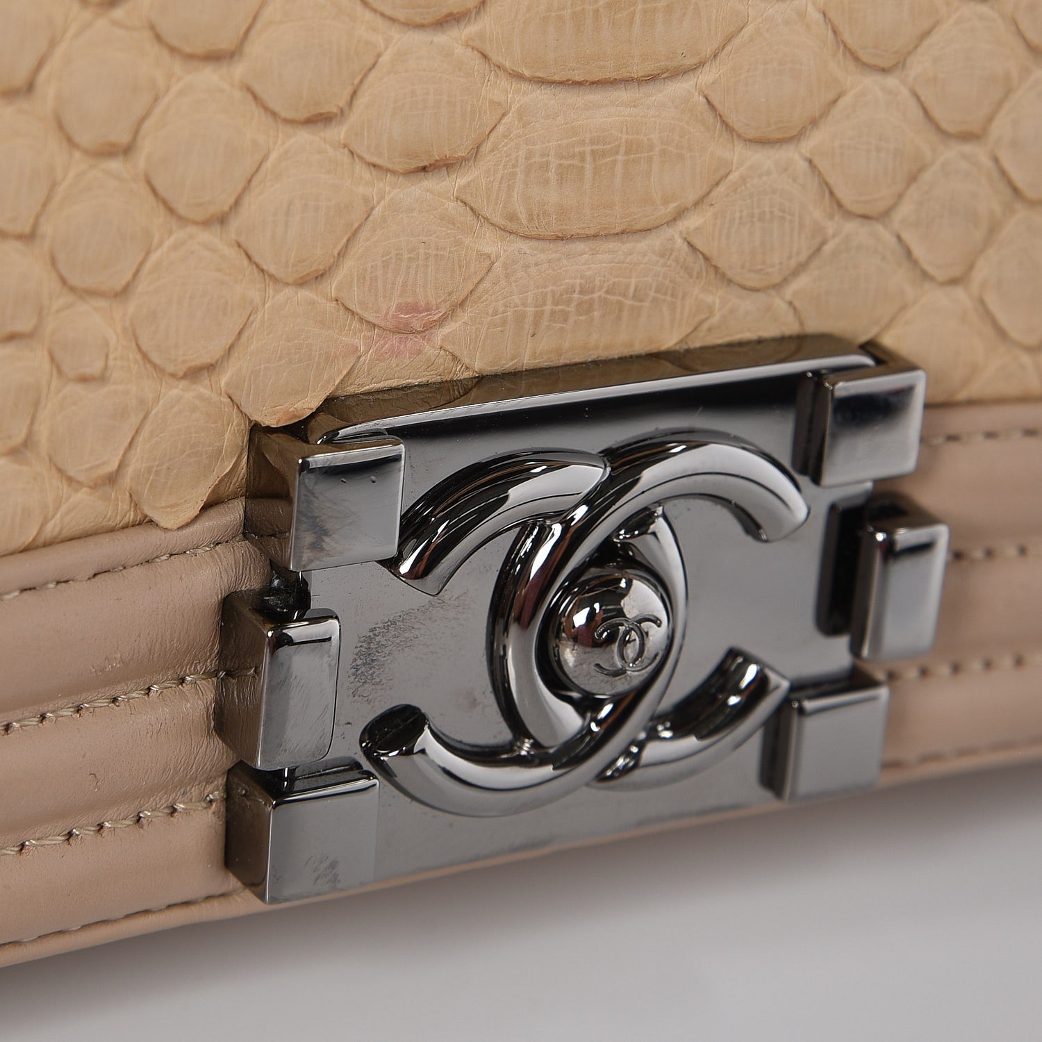 Chanel Python Calfskin Large Boy Flap Beige 13 of 13