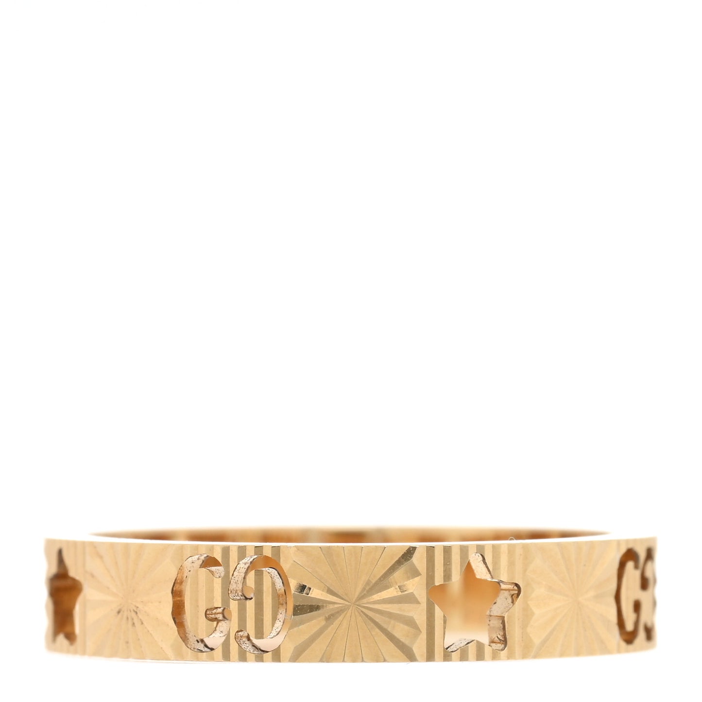 18K Yellow Gold Icon Stars Band Ring 58 8.25
