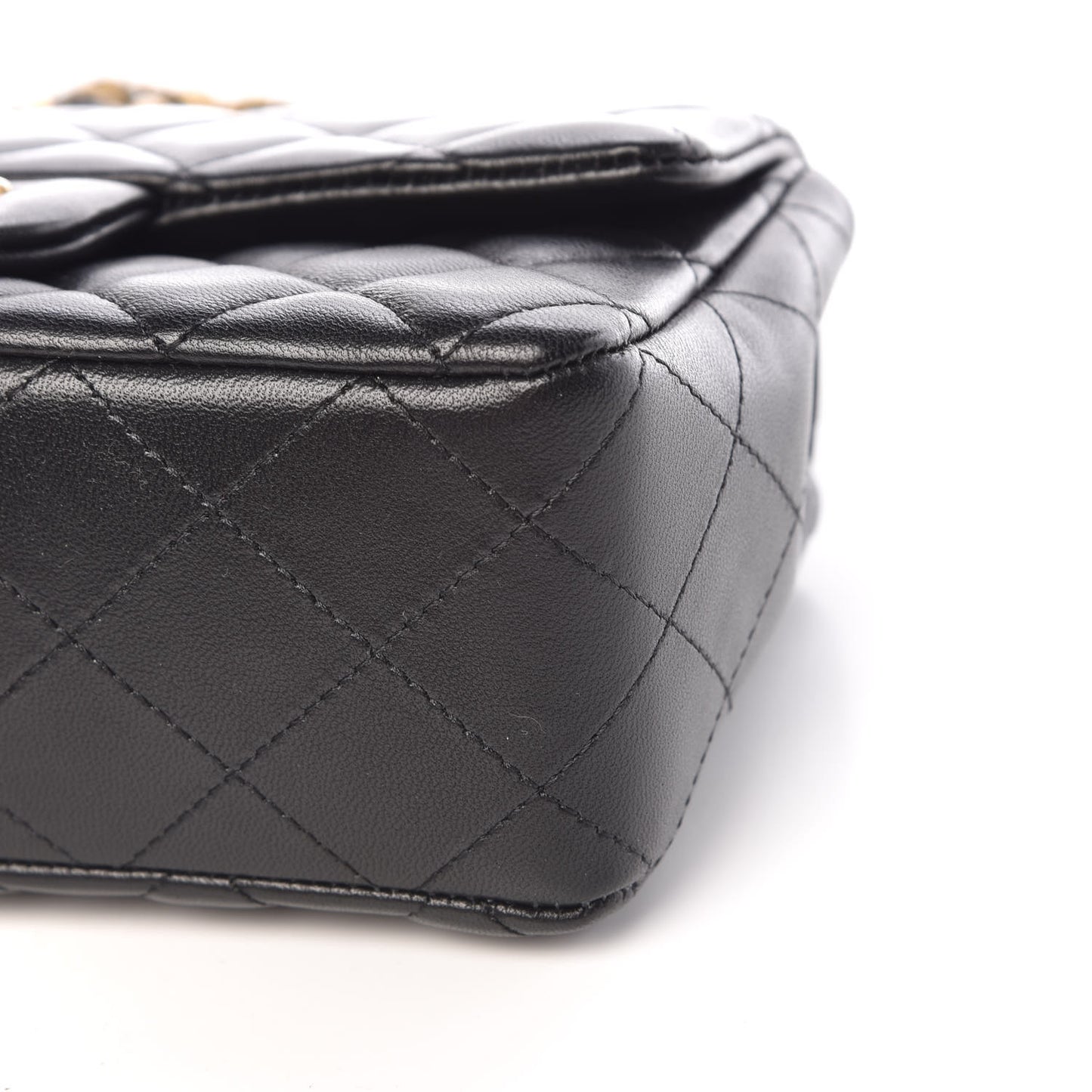 Lambskin Quilted Mini Rectangular Flap Black