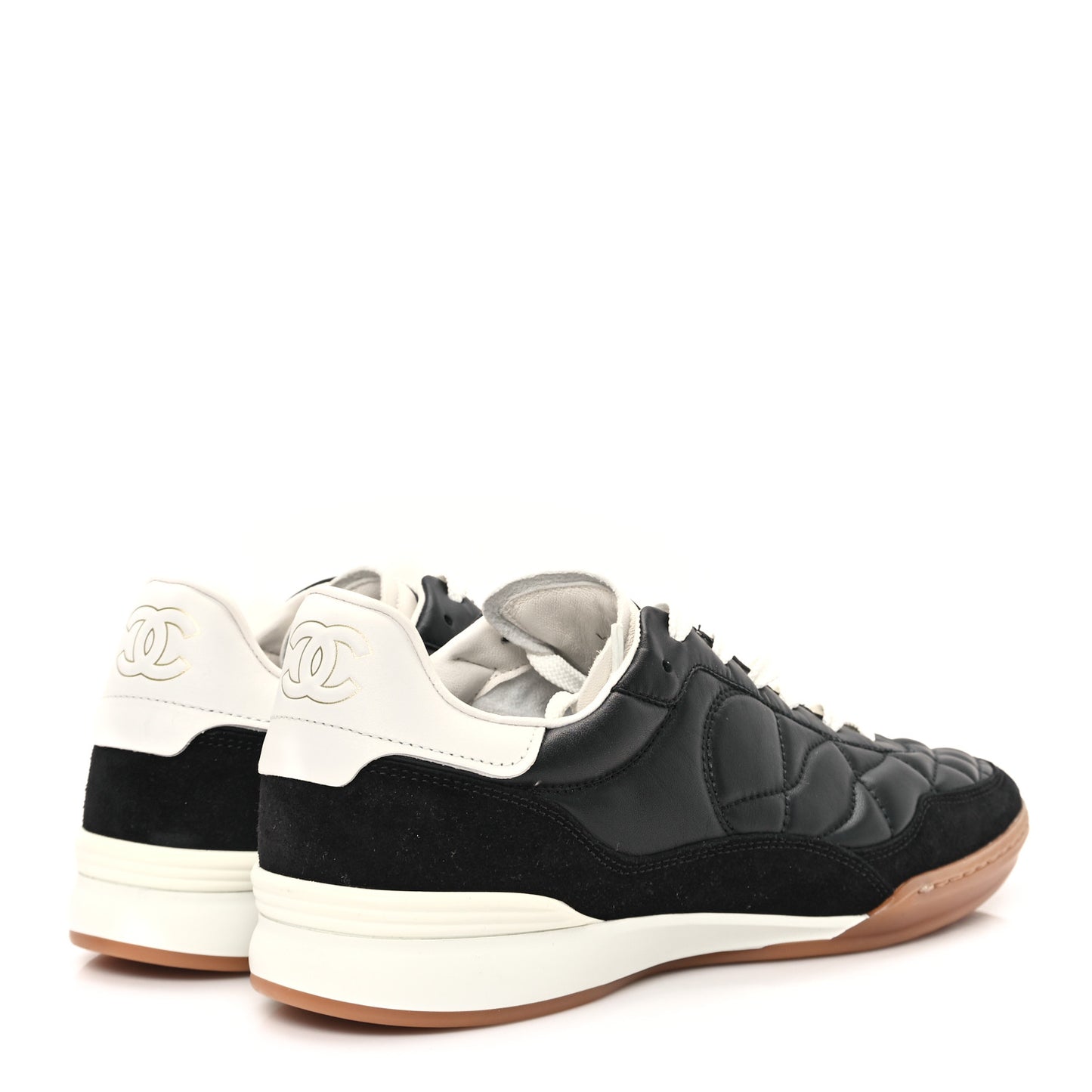 Suede Calfskin Quilted Sneakers 40 Black