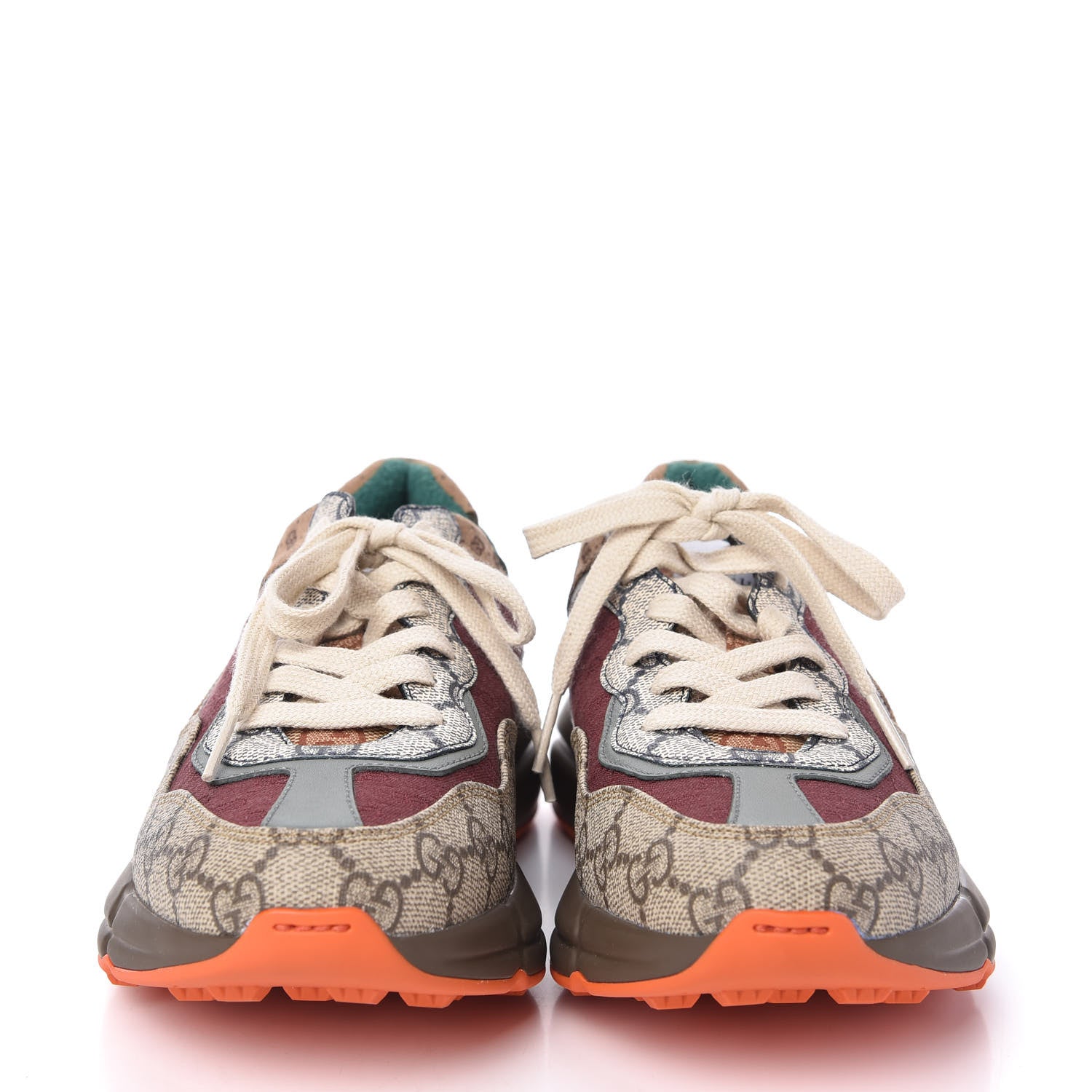 Gucci GG Supreme Monogram Mix Monogram Womens Rhyton Sneakers 36.5 Bordeaux Beige Ebony 2 of 8