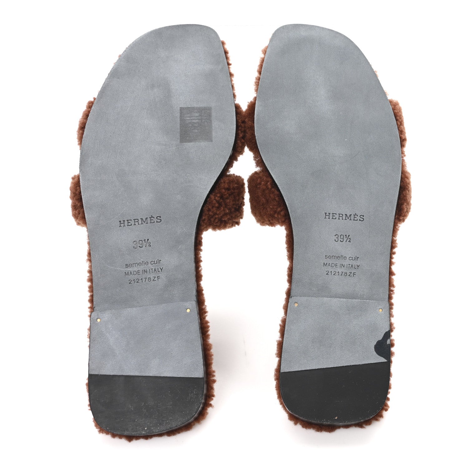 Hermes Woolskin Oran Sandals 39.5 Cognac 6 of 9