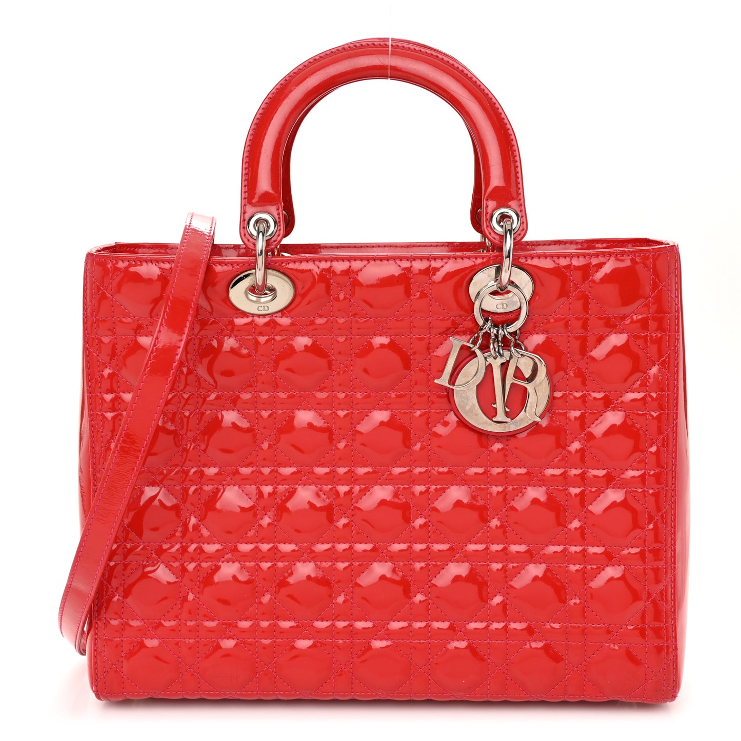 Patent Cannage Large Lady Dior Red