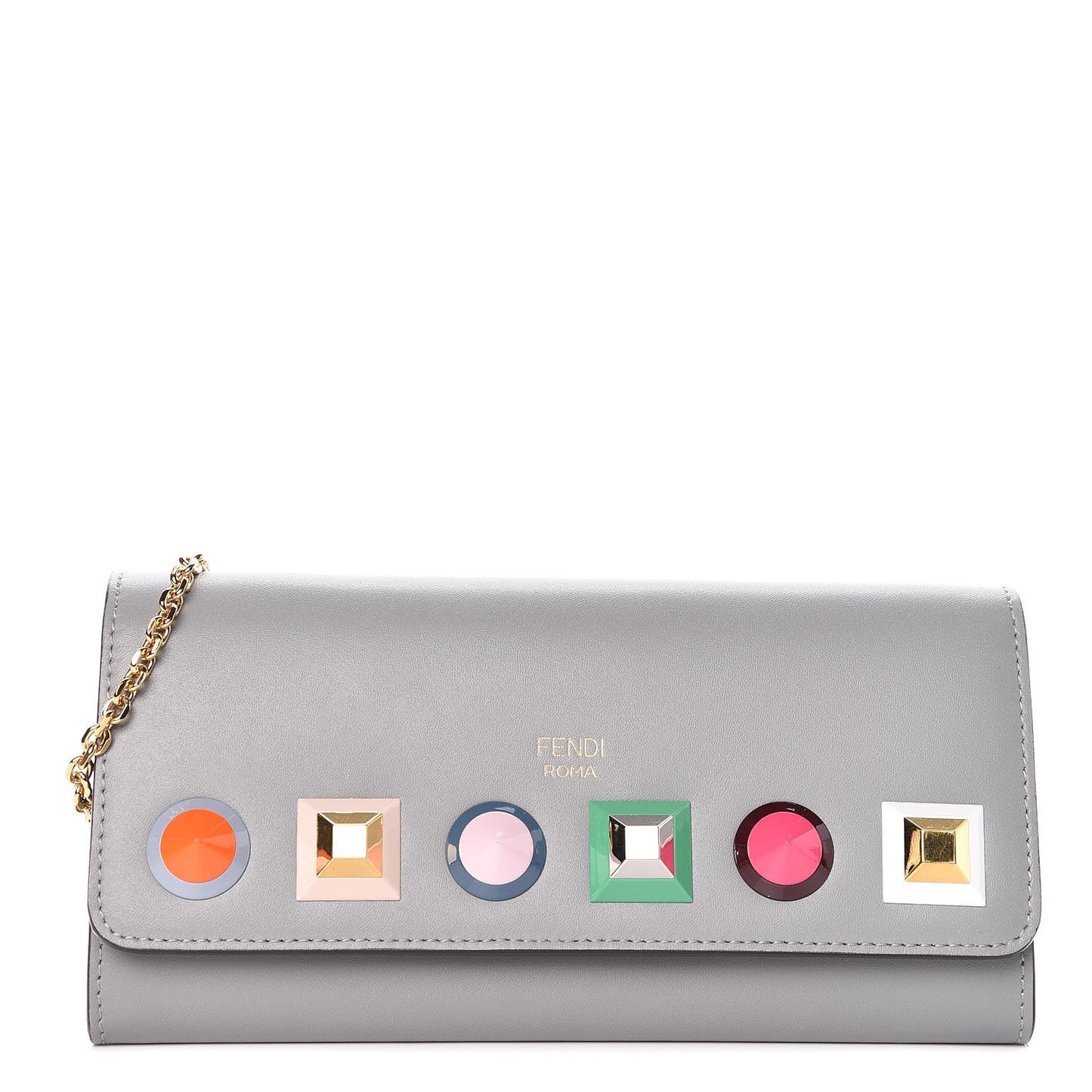 Vitello Liberty Studded Continental Wallet On Chain Ardesia Multicolor
