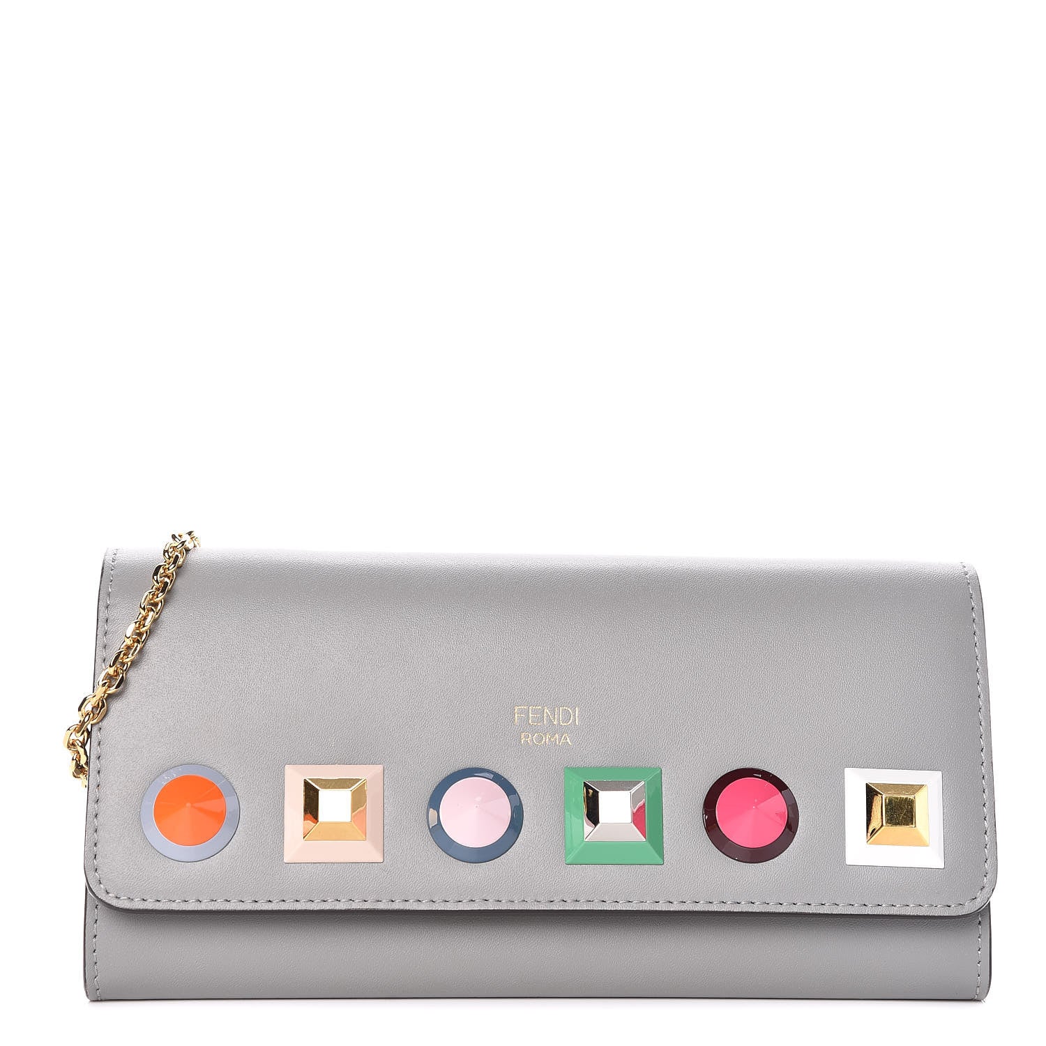 Fendi Vitello Liberty Studded Continental Wallet On Chain Ardesia Multicolor 1 of 11