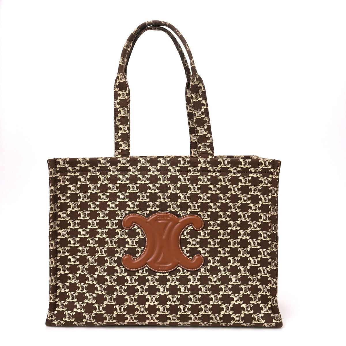 Celine Canvas Calfskin Triomphe Print Large Cabas Thais Brown 1 of 11