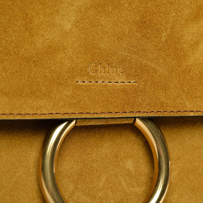 Chloe Suede Calfskin Patchwork Medium Faye Shoulder Bag Tobacco 6 of 7