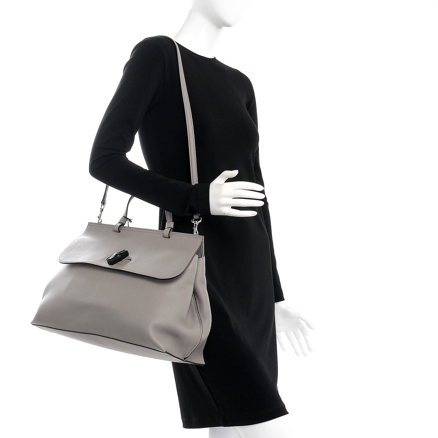 Cellarius Calfskin Large Bamboo Daily Top Handle Bag Storm Grey