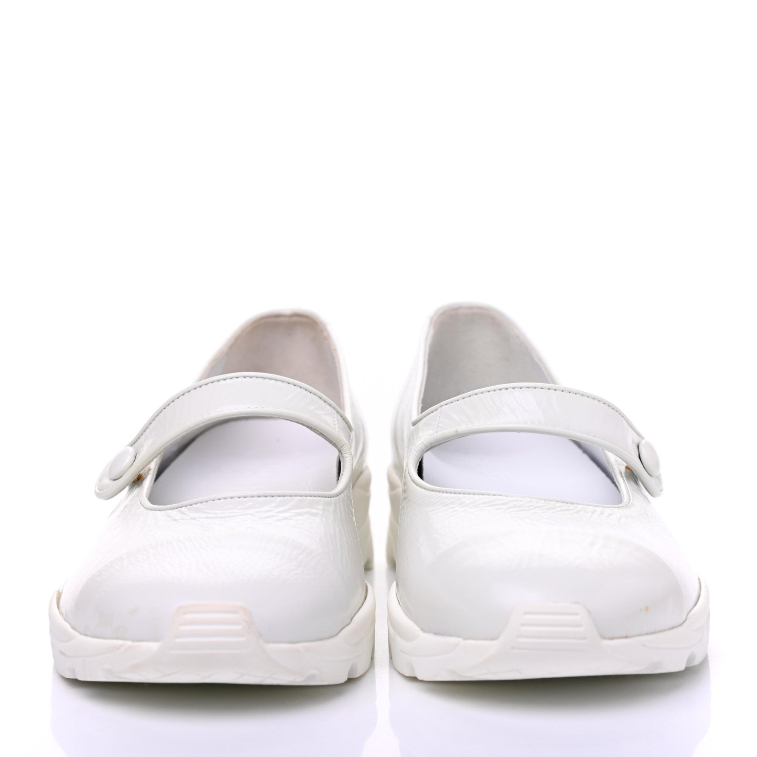 Chanel Patent Calfskin Mary Jane Strap Pumps 37 White 2 of 12