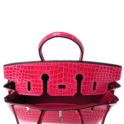 Hermes Shiny Porosus Crocodile Birkin 25 Rose Mexico 7 of 36