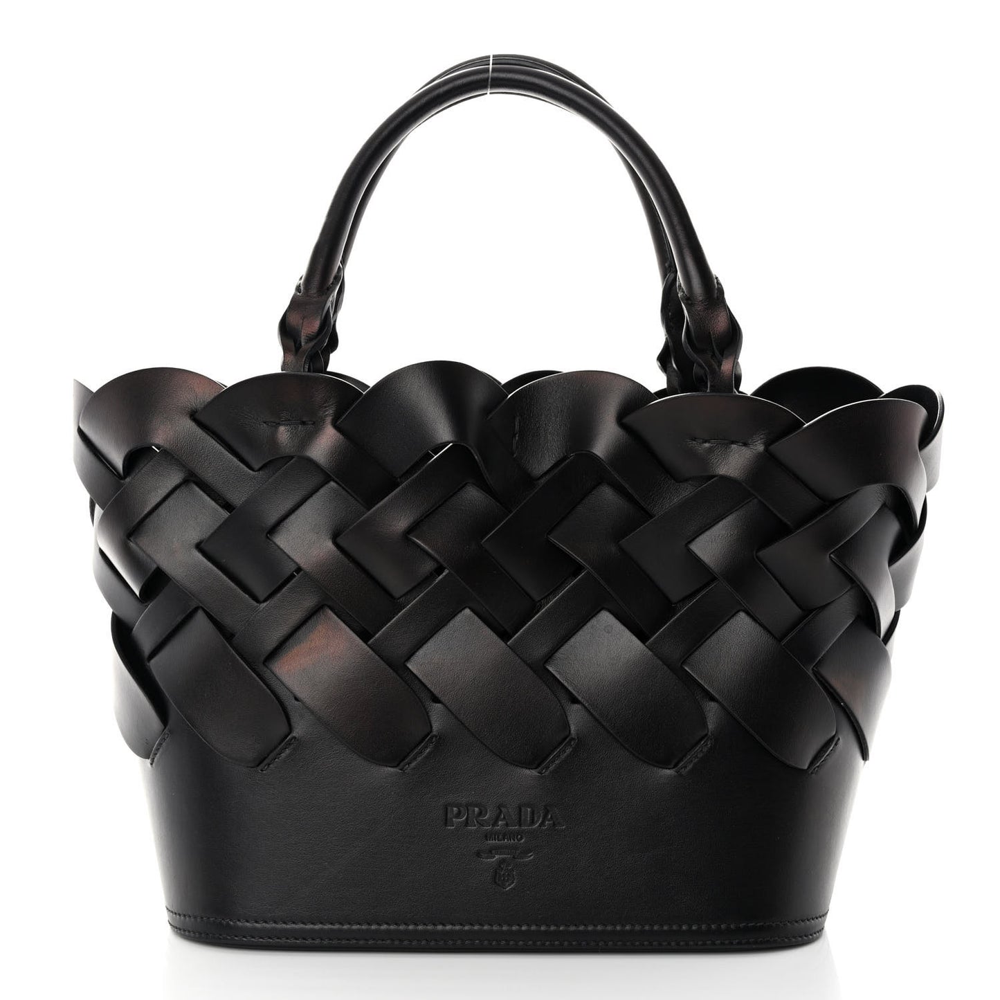 Vitello Intreccio Tress Tote Bag Black