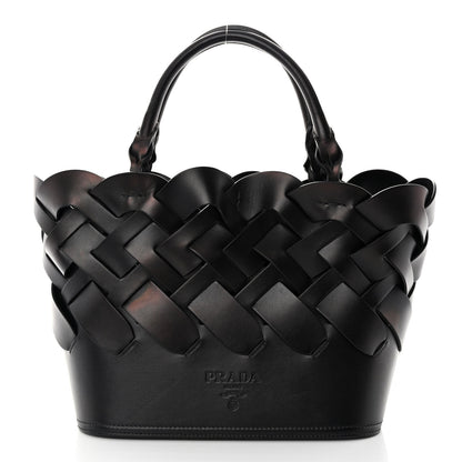 Prada Vitello Intreccio Tress Tote Bag Black 3 of 12