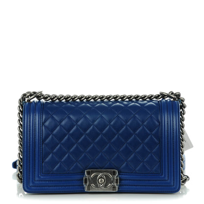 Chanel Lambskin Quilted Medium Boy Flap Dark Blue 1 of 8