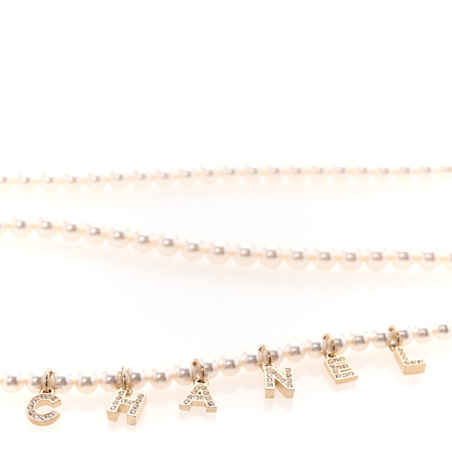 Pearl Crystal CC Logo Belt 80 Gold