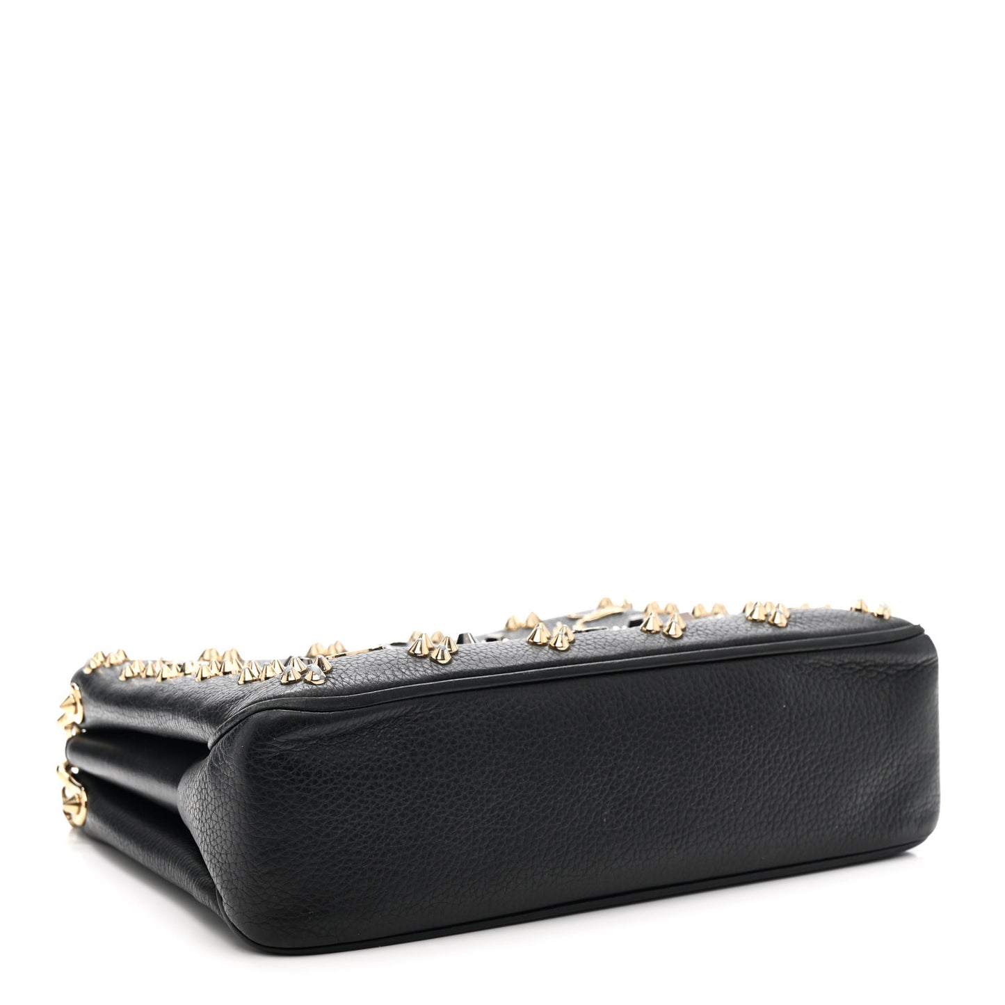 Calfskin Spikes Loubinthesky Large Triloubi Shoulder Bag Black