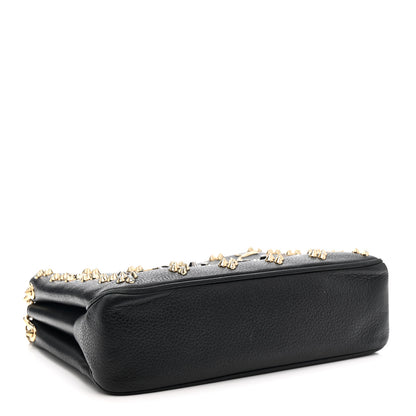 Christian Louboutin Calfskin Spikes Loubinthesky Large Triloubi Shoulder Bag Black 4 of 18
