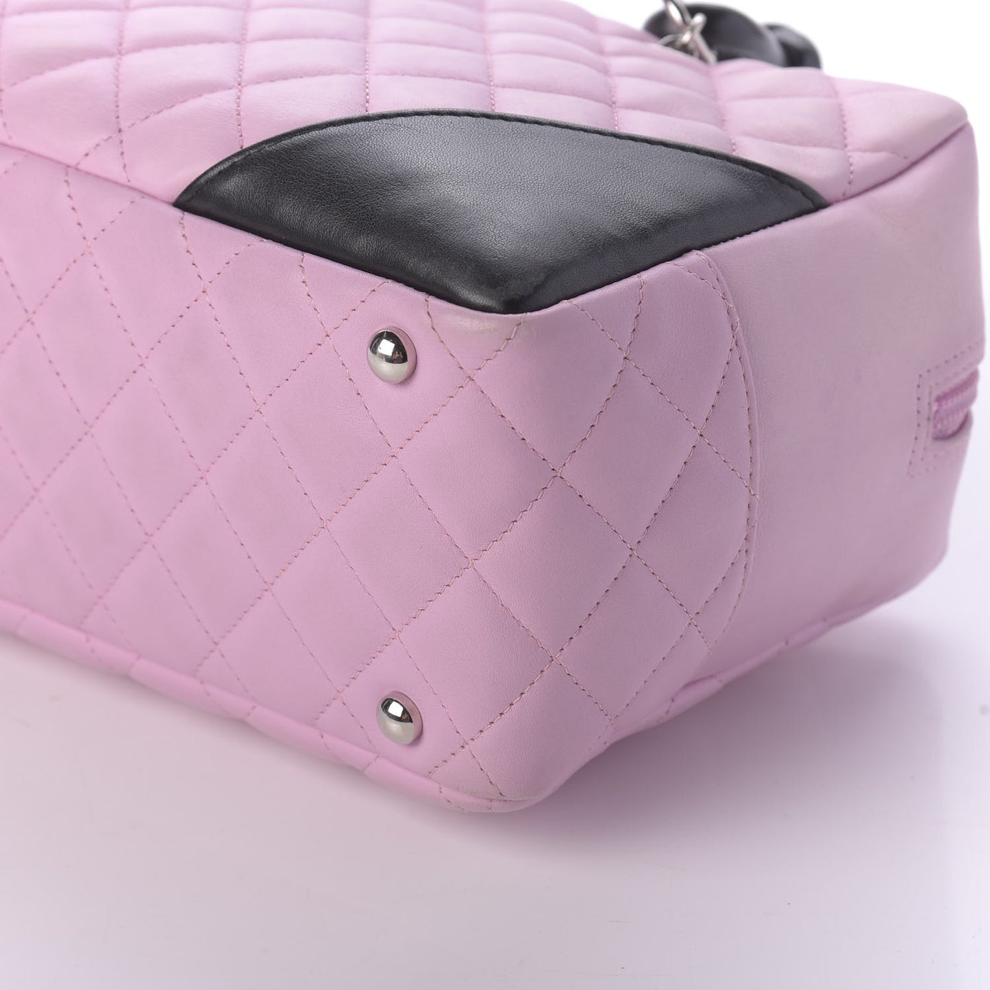 Calfskin Quilted Large Cambon Bowler Pink Black
