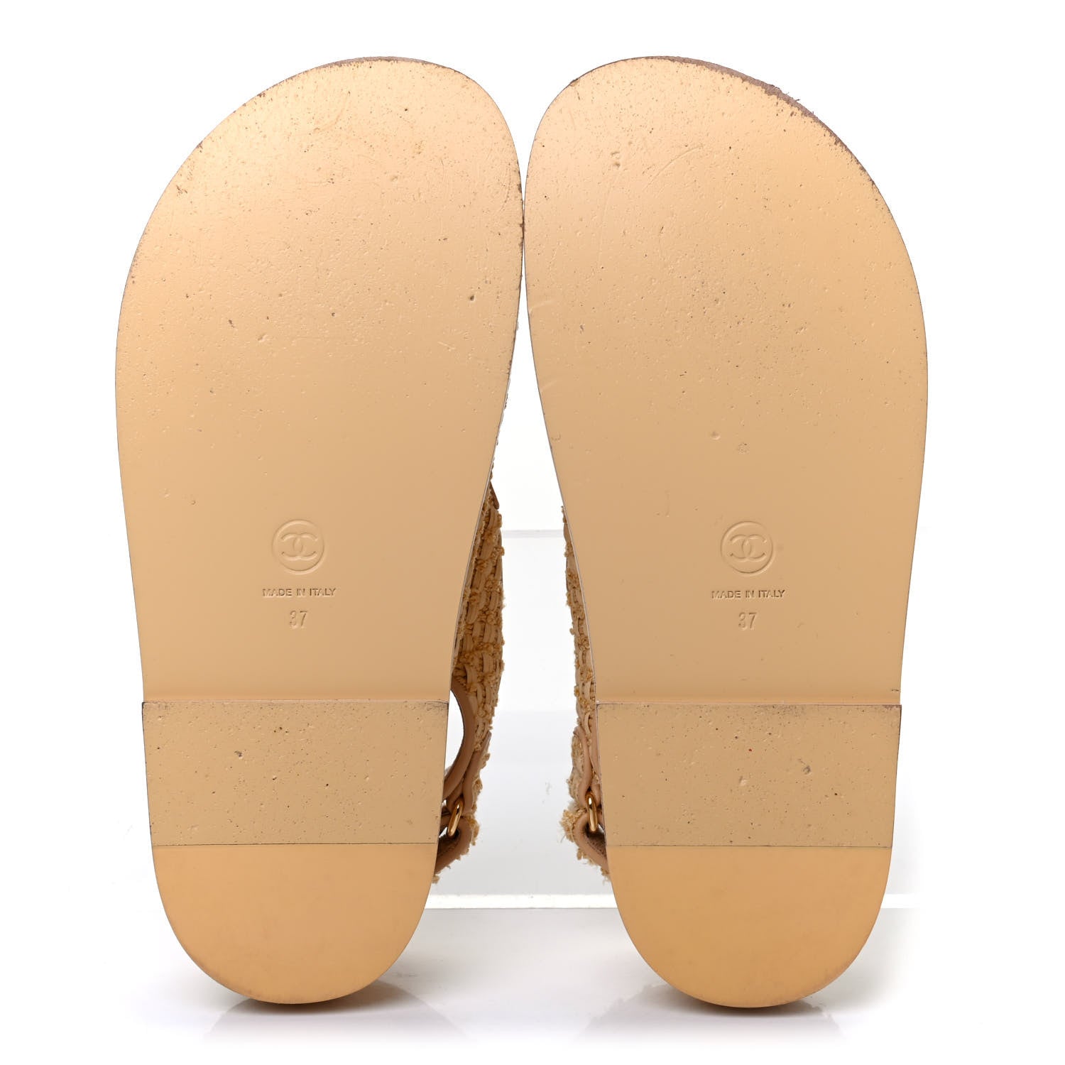 Chanel Braided Fabric Velcro Dad Sandals 37 Beige 4 of 4