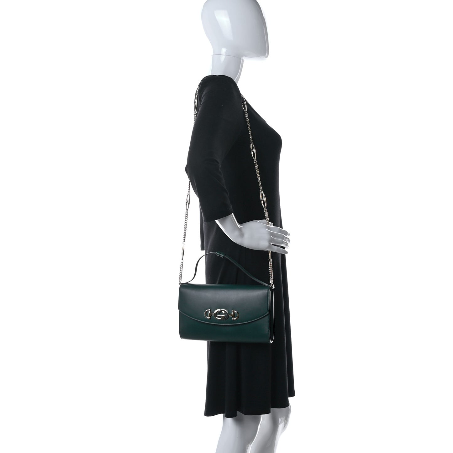 Smooth Calfskin Small Zumi Top Handle Shoulder Bag Vintage Green