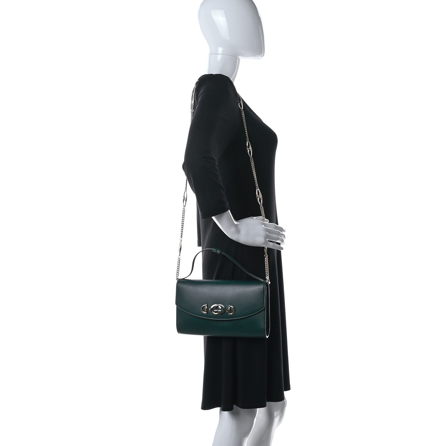 Gucci Smooth Calfskin Small Zumi Top Handle Shoulder Bag Vintage Green 3 of 21