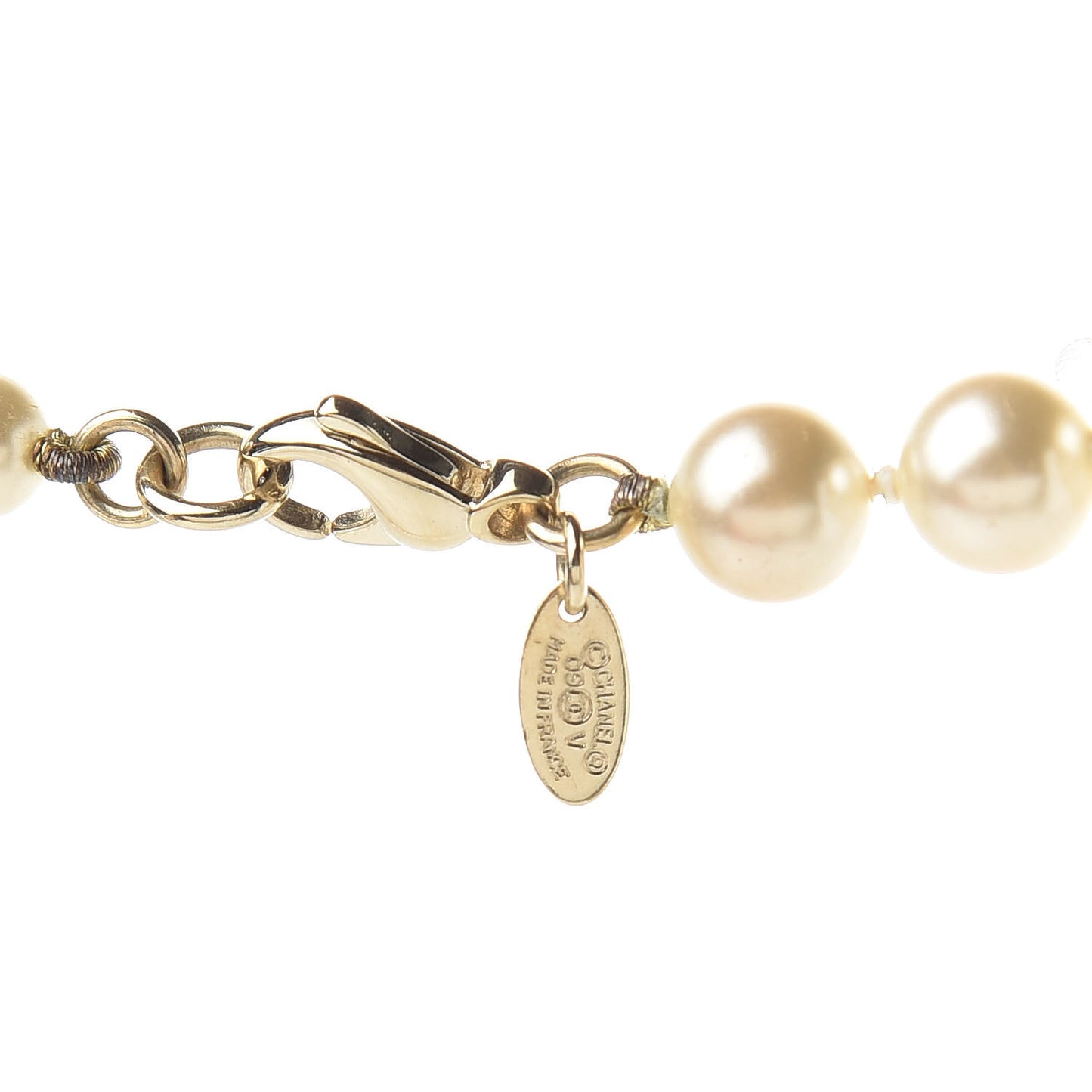 Graduated Pearl CC Long Necklace Gold