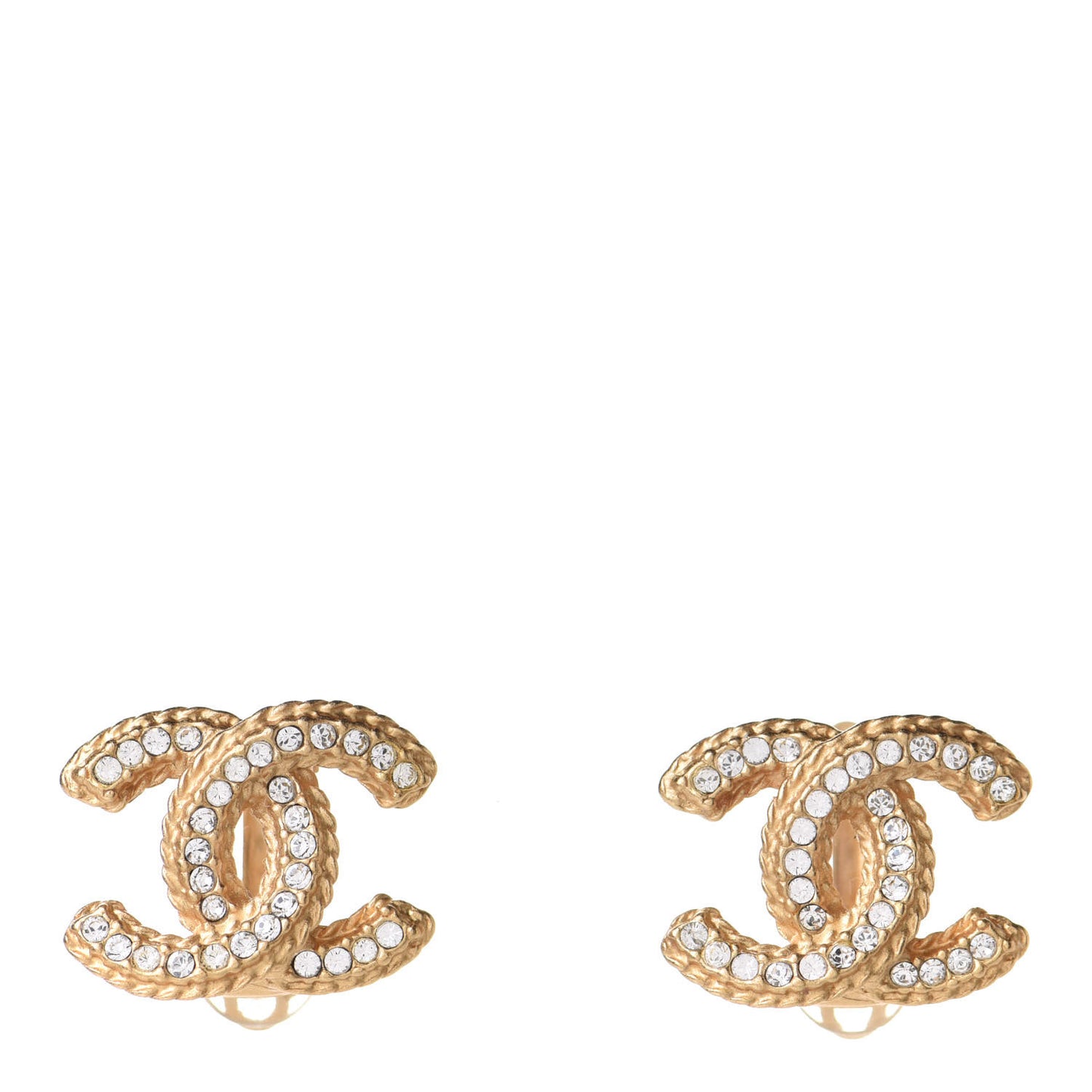 Crystal CC Clip On Earrings Gold