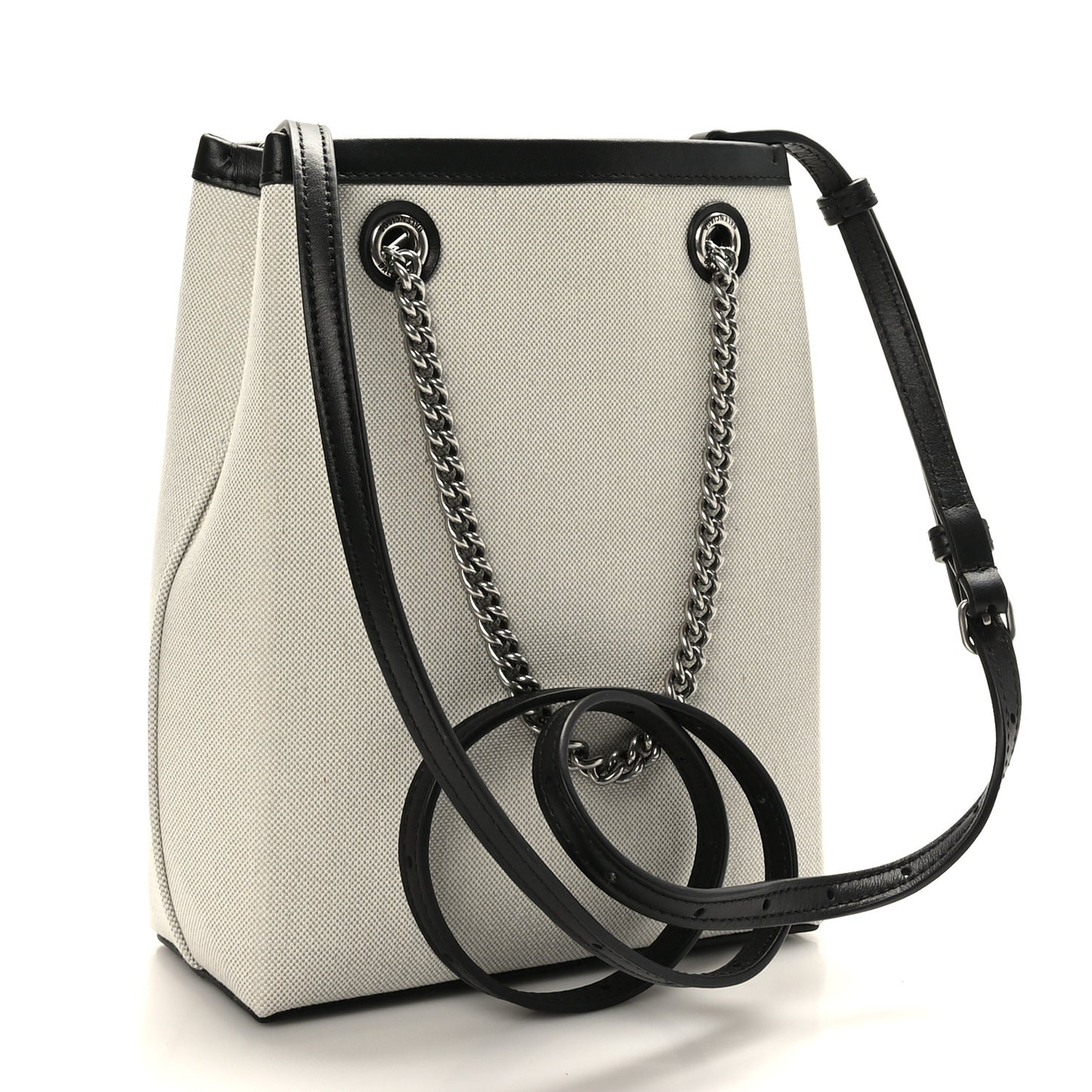 Canvas Calfskin Duty Free Phone Holder Bag Natural Black
