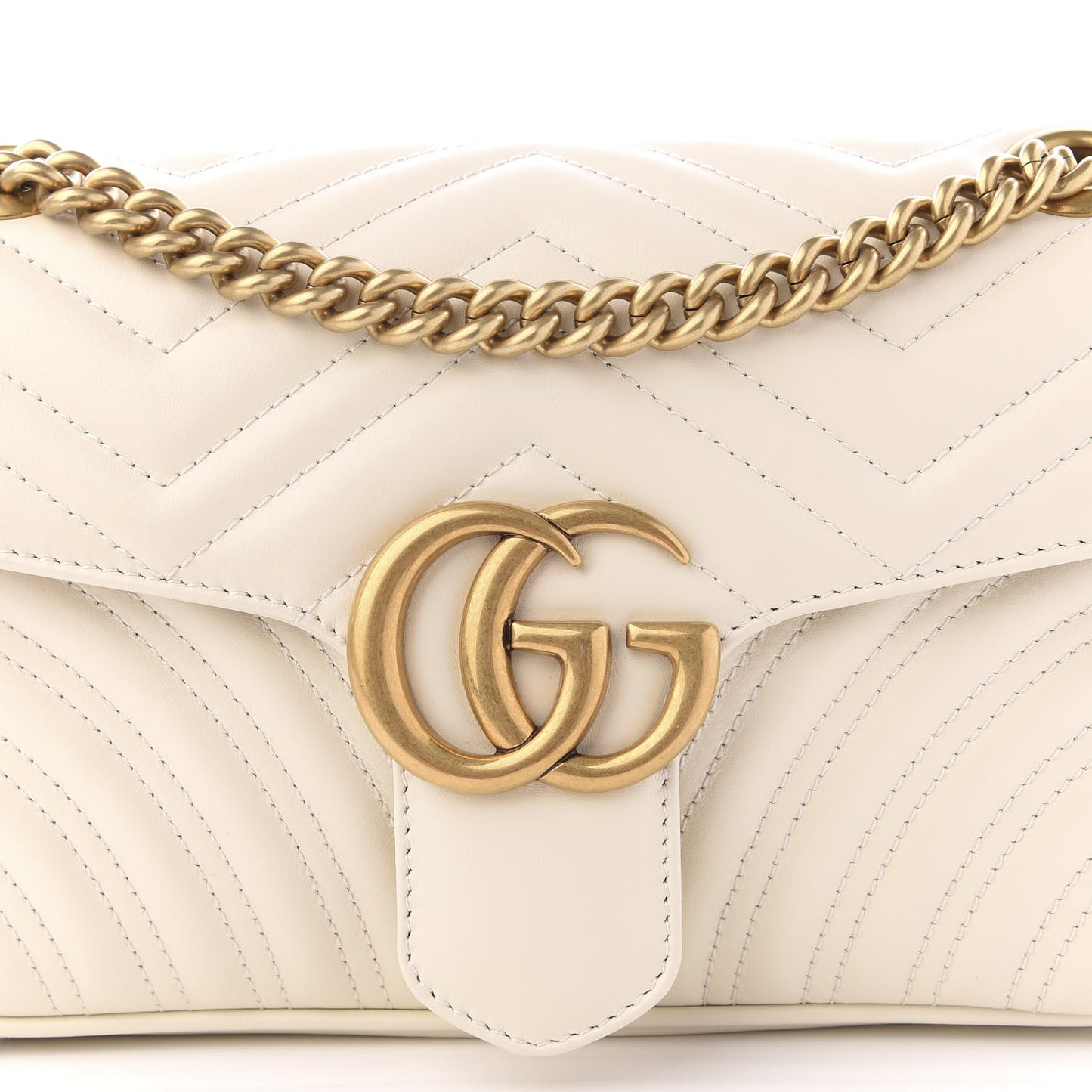 Calfskin Matelasse Small GG Marmont Shoulder Bag White