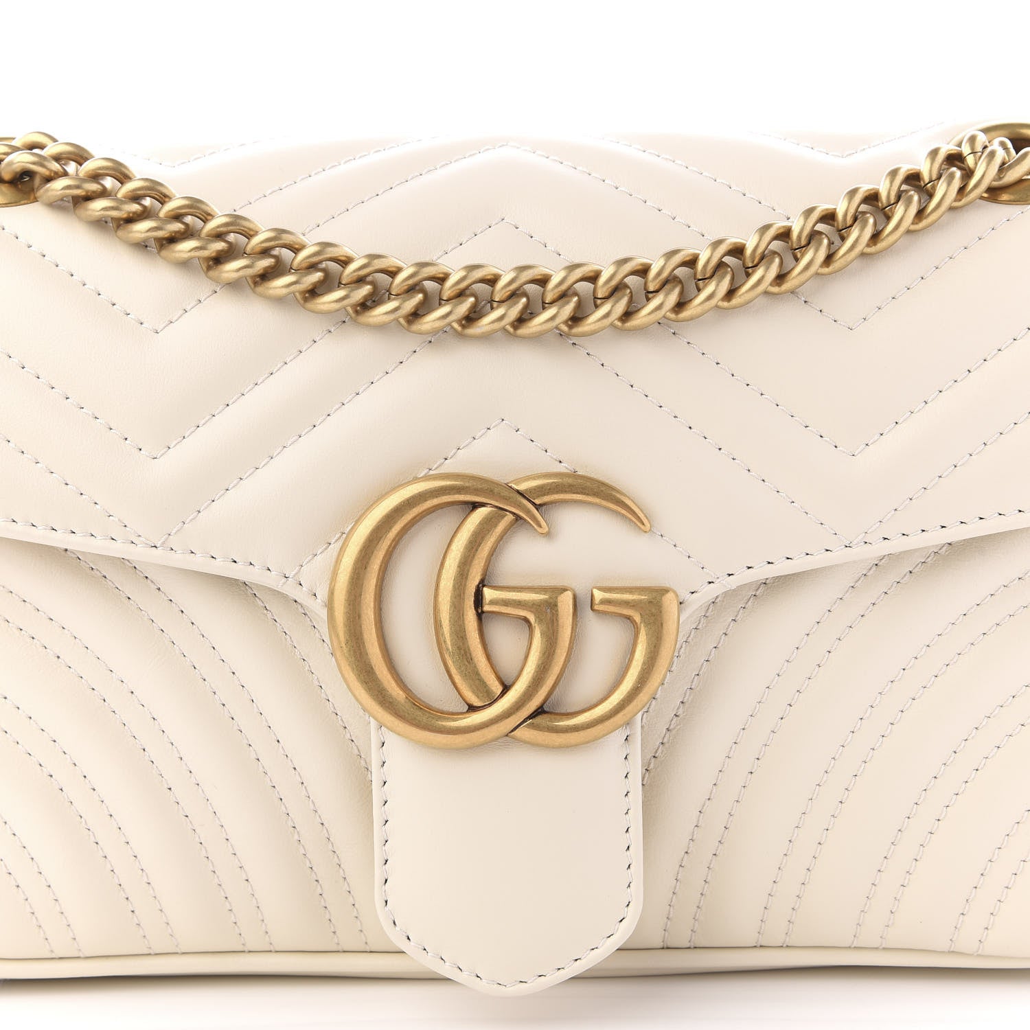 Gucci Calfskin Matelasse Small GG Marmont Shoulder Bag White 9 of 9