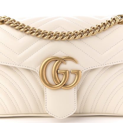 Gucci Calfskin Matelasse Small GG Marmont Shoulder Bag White 9 of 9