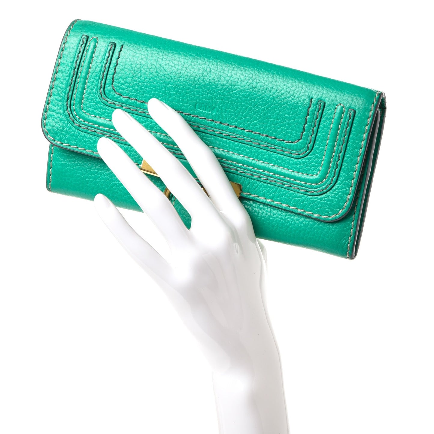 Calfskin Marcie Continental Flap Wallet Jade Green