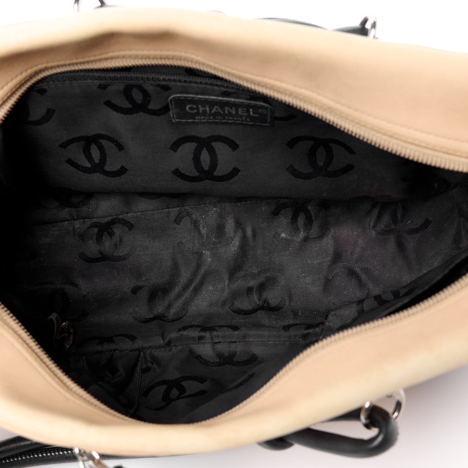 Chanel Calfskin Quilted Large Cambon Bowler Beige Black 5 of 15
