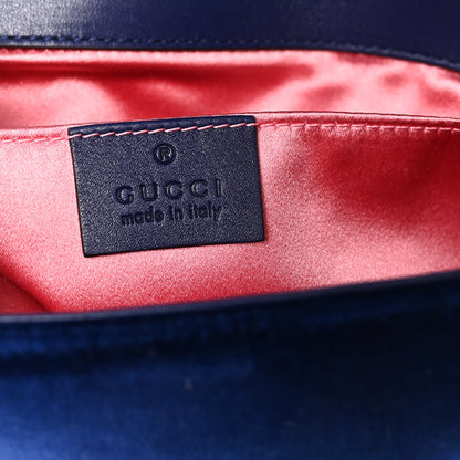 Gucci Velvet Matelasse Embroidered Mini GG Marmont Shoulder Bag Cobalt Blue 6 of 10